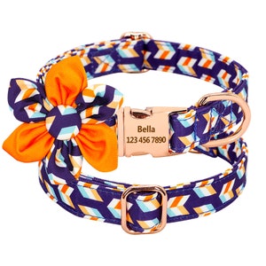 Engraved Dog Collar, Personalized Dog Collar, Aztec Dog Collar, Dog Harness, Pet Collar, Removable Bow Dog Collar, Abstract Dog Harness