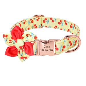 Engraved Dog Collar, Personalized Dog Collar, Cherry Dog Collar, Fruit Harness, Fruit Dog Collar, Fruit Dog Collar & Leash, Bow Dog Collar