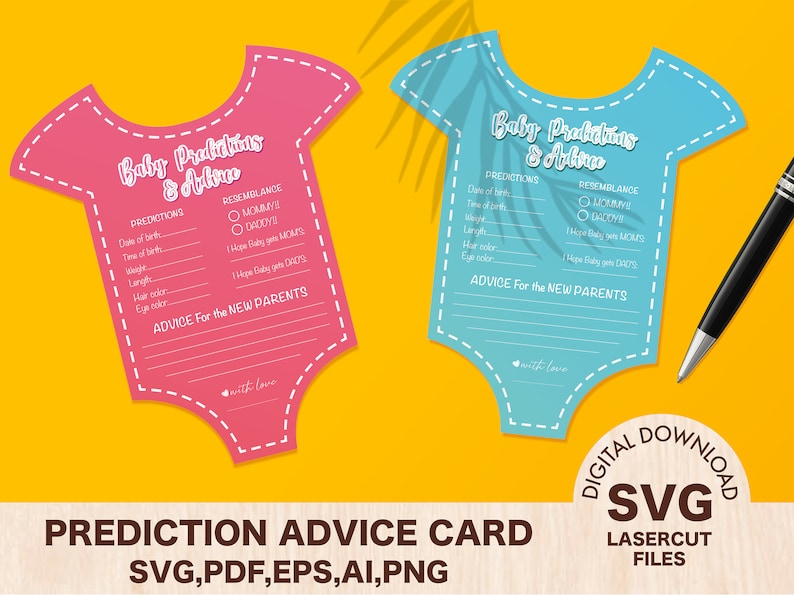 Baby Shower Prediction Advice Card Svg Etsy