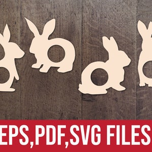 4 STÜCK Hasenform Holz Serviettenringe -SVG- Fashion Serviettenschnallen Party Serviettenhalter Handtuch schnallen