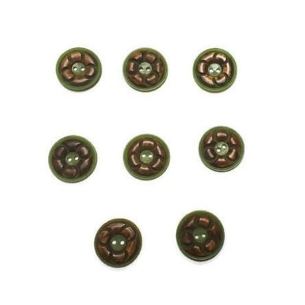 Vintage Flower Buttons | Set of 8  2-hole Buttons | Set of eight | Round circular for kids clothes craft | 1.6 cm | 16 mm | 0.62 inch