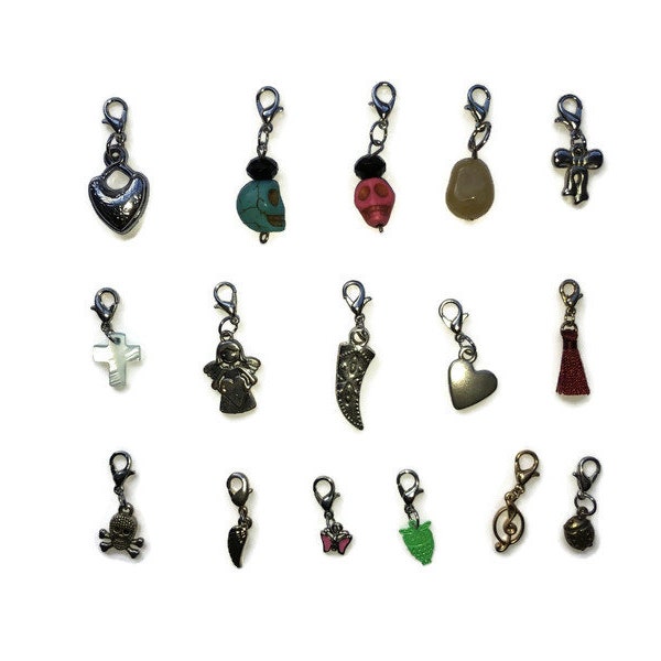 Crochet Stitch Markers | Removable | Easy to remove and to place | Charms, Zip Zipper pullers | Different Shapes | Metal markers per one