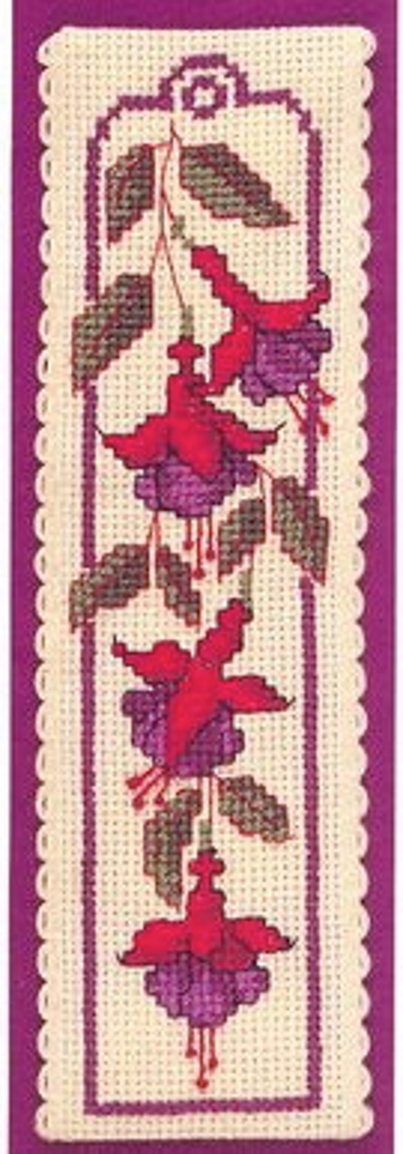 Fuchsias Bookmark Cross Stitch Patterns DIY Romantic Etsy