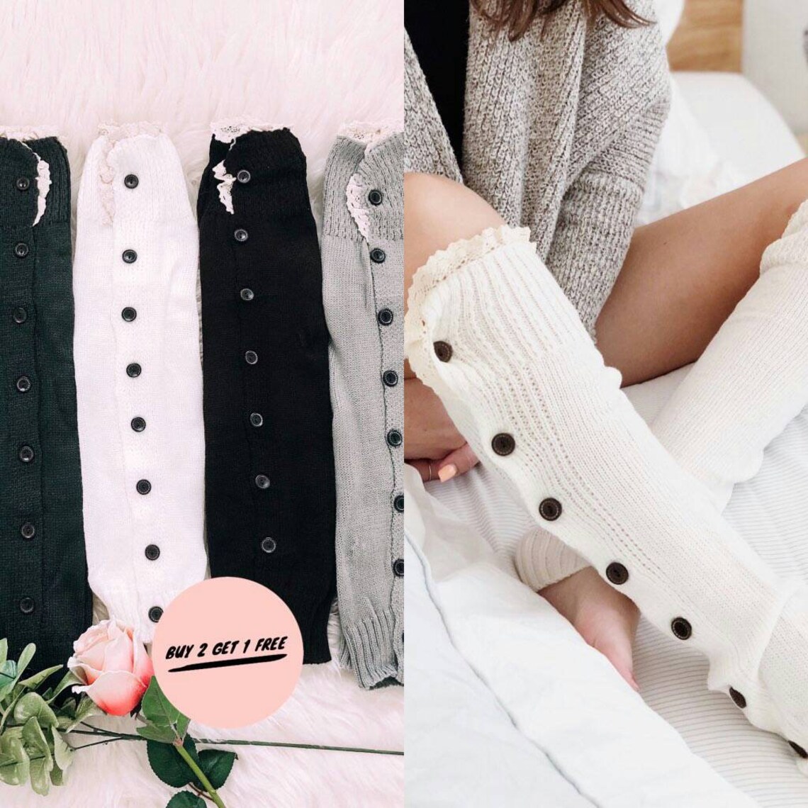 Knitted Slouchy Leg Warmers Etsy