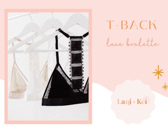 Buy 2 Get 1 Free Bralette, T-Back Floral Lace Bralette (see description for details)