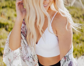 Floral Lace Longline Bralette (see description for details)