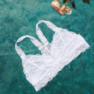 Buy 2 Get 1 Free Bralette, Lace Floral Racerback Bralette (see description for details)