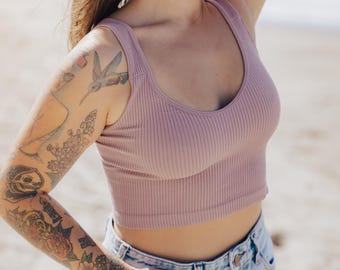 Stretchy Ribbed Bralette Tank Top (see description for details)