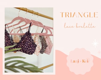 Buy 2 Get 1 Free Bralette, Mesh Floral Lace Triangle Bralette (see description for details)