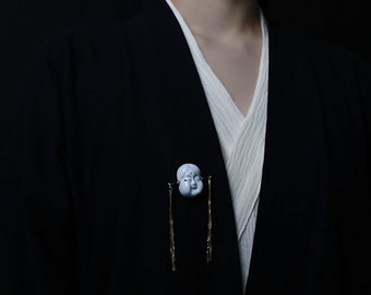 Handmade High Quality Delicate Ceramic Buddha Face Brooch Gifts