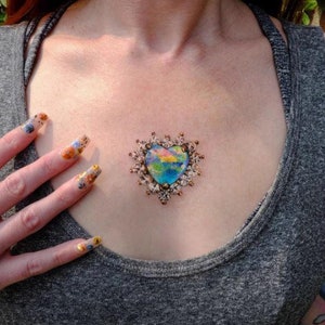 Heart Gem Temporary Tattoo - 1 Sheet (3 Pcs)  Realistic Crystal Tattoo for Chest, Arm, Back, Neck  Body - Festival & Party Body Art Sticker