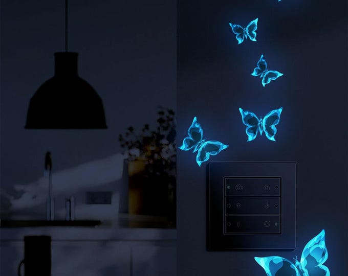 Glow-in-the-Dark Blue Butterfly Wall Stickers – Self-Adhesive Luminous Decor for Bedroom & Room Decoration