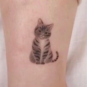 Cute Gray Cat /  Kitty Temporary Tattoos Stickers