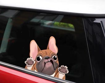 Cute French Bulldog Car Sticker    Size: approx.5.9×4.9 in each (comes in a pair, left & right)