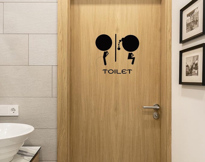 Toilet & Bathroom Wall Sticker   Restroom Decorative Quote Door Decal