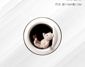 Scratch Cover 3D Car Sticker Cute Bear Creative Personality Decoration Fuel Tank Cap Decal