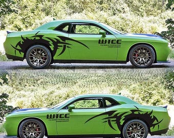 New Car Decals Full Body Wrap    Flame & Hot Wheels Totem Rear Wheel Body Stickers     Main Graphic: 160cm × 60cm(62.99*23.62 Inches)