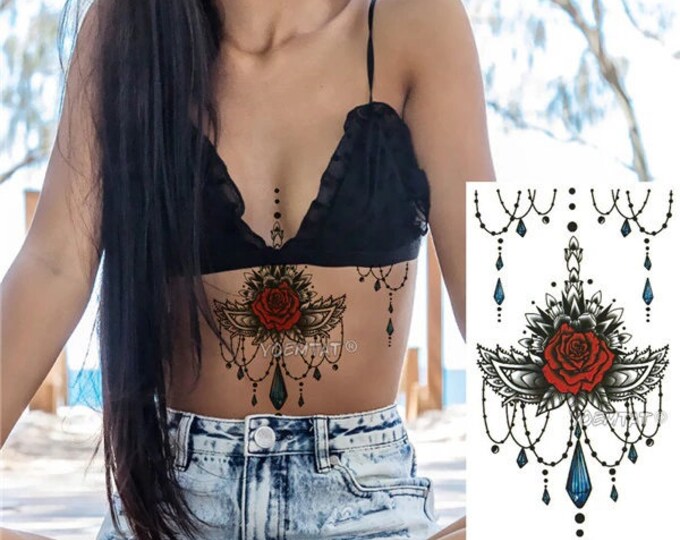 Lingerie Sexy Jewelry Flower Tattoo Sticker Body Art Chest / Abs / Waist / Back Tattoo Sticker