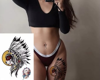 Thigh Indian Cat Mask Female Temporary Girl Men Women Tattoo Sticker
