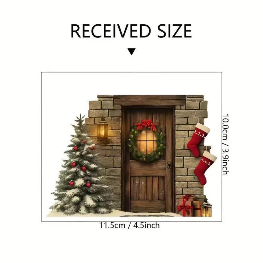 Christmas Elf Door Wall Sticker – Mini Xmas Tree Wreath Fireplace ...