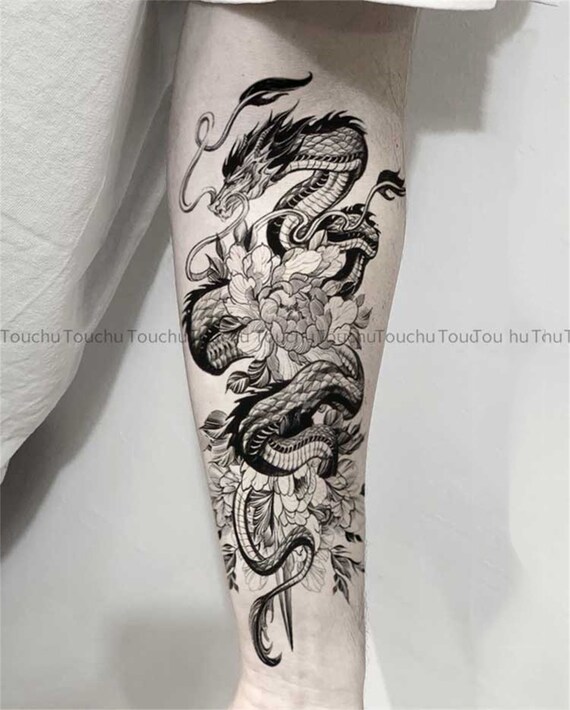 Dragon of Tattoo, male, comic, swords, tattoo, flowers, jademan