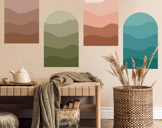 Arch Abstract Art Wall Stickers (One set contains 4 sheets of 17.7*11.8 inch)