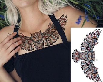 Geometry Eagle Chest / Back Temporary Tattoo Sticker