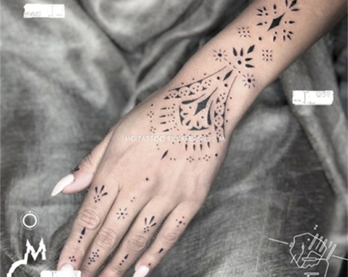 Body Art Black Totem Bohemia Hand/Calf/Chest Tattoo Stickers