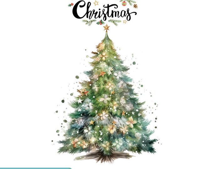 Christmas Tree Wall Sticker – Watercolor Style     Approx. 21.5 cm (W) × 34.5 cm (H) / 8.5 in × 13.5 in