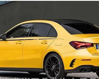 2x Racing Stripe Decals (left & right side)| Sporty Side Body Sticker | Universal Vinyl Auto Graphics  250cm x 3cm (98.4in x 1.2in)