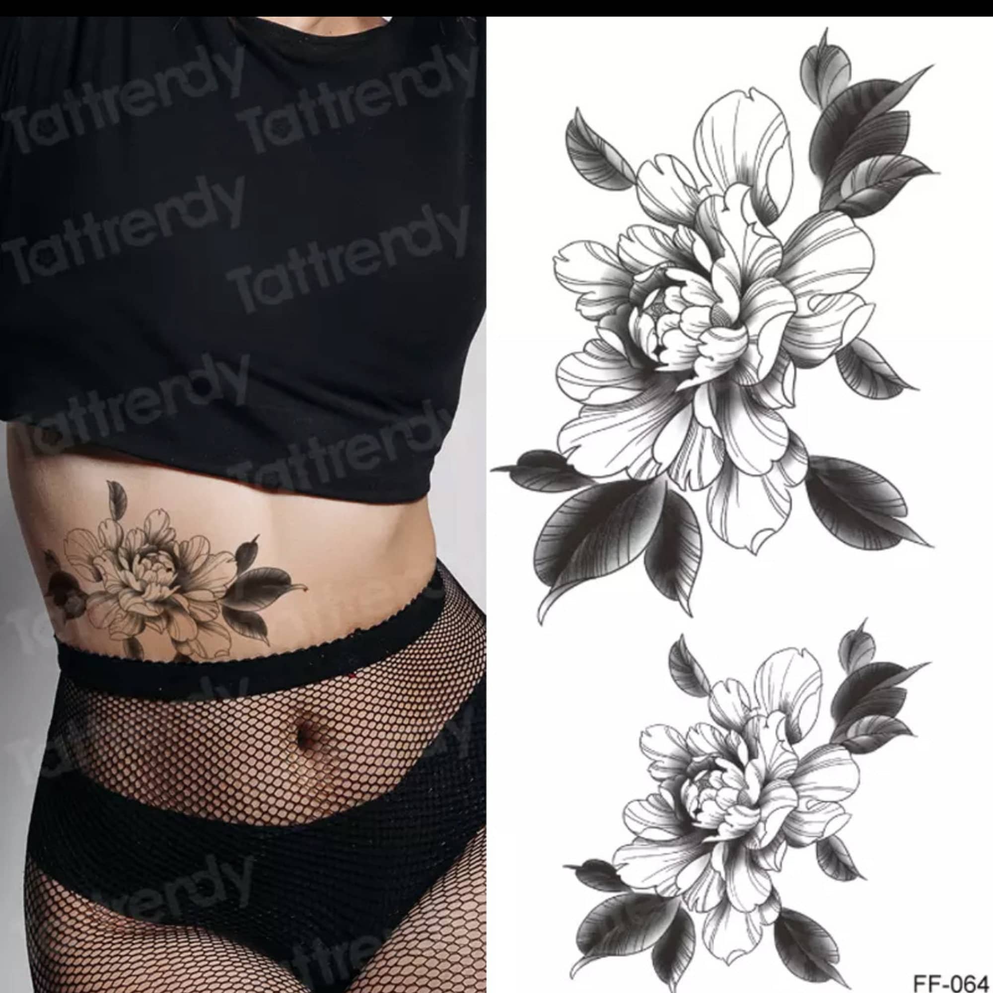 Body Art Waist Loin Tattoo Women Sexy Back Stickers Flower - Etsy Body Art Waist Loin Tattoo Women Sexy Back Stickers Flower - Etsy