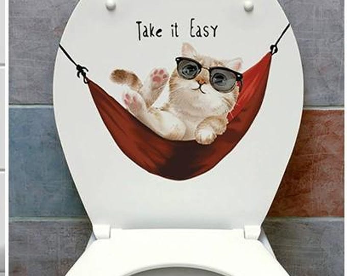 Relaxing Hammock Cat Toilet Sticker – “Take It Easy” Design