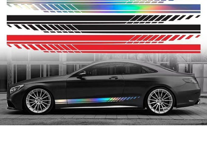 Car Side Skirt Stripe DIY Decal   Car Modification Accessory, Body Stripe Sticker
