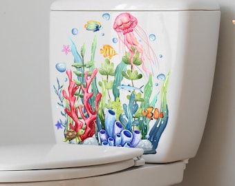 Seaweed Coral Bubble Wall Sticker   Toilet & Bathroom Background Wall Decor
