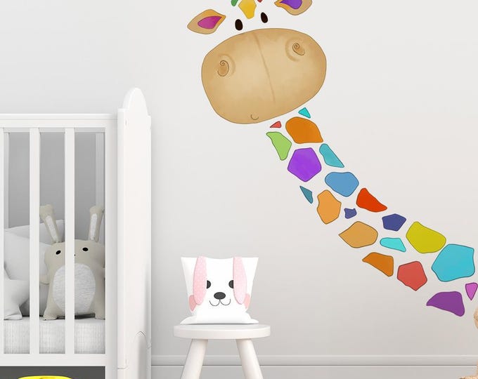 Colorful Giraffe Wall Sticker – Kids Room Nursery Decor   Paste the finished size: 24.4*20.1 in