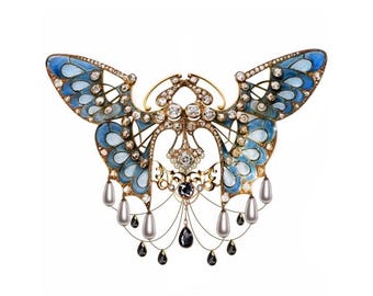 Butterfly Pearl Gem Tattoo - Realistic Jewel Temporary Tattoos with Crystals & Pearls, 1 Sheet (2 Pcs) for Chest, Back, Body Art