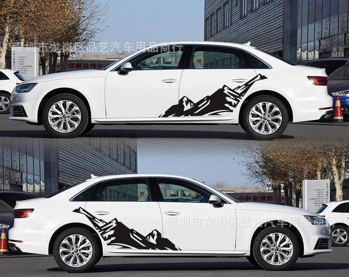 Suitable for Jeep Wrangler SUV Body Decal   Snow Mountain Graphic Side Skirt Vinyl Sticker     Size:57.48*15.35 Inches
