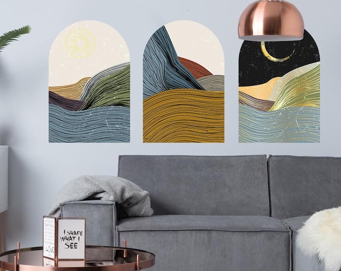 Arch Nordic Morandi Color Wall Stickers (One set contains 3 sheets of 22.48*15 inch)