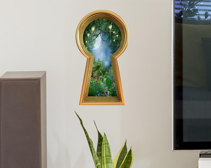 1 × Unique 3D Keyhole Wall Sticker – Fantasy Garden Design