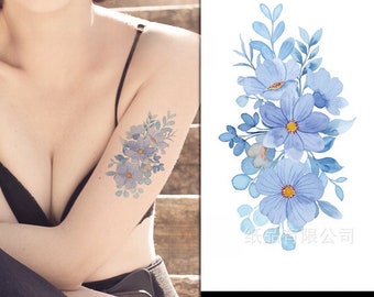 Body Art Arm / Chest / Thigh / Back Applies for All Body Parts Watercolour Flower Tattoo Stickers