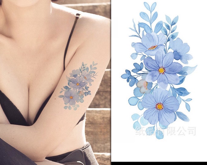 Body Art Arm / Chest / Thigh / Back Applies for All Body Parts Watercolour Flower Tattoo Stickers