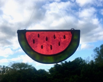 Stained Glass Watermelon Suncatcher- Small