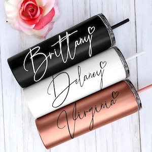 Personalized Water Bottle Bridesmaid Gifts idea Hot Cold Insulated Thermos Wedding Gift Bachelorette Party Rose Gold Set of 34567 Cup Mug