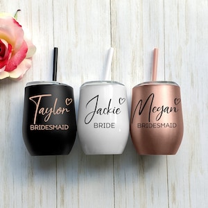 Wine tumblers bridesmaid gift bachelorette gift cup stainless steel wine tumbler custom wine glass personalized tumbler set of 3 4 5 6 7 mug
