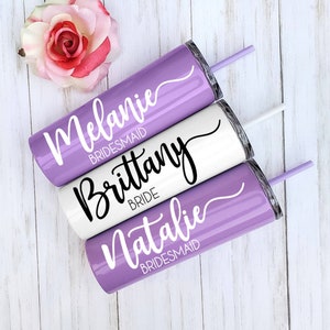 Personalized Bridesmaid Tumbler with Straw: Bridal Party Gift