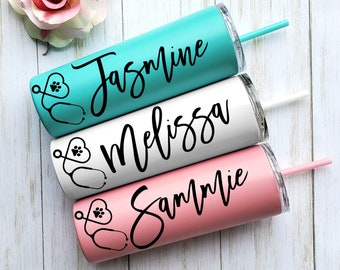 Personalized Cup For Veterinarian Vet Tech Gift insulated Tumbler Custom Cups Tumbler Skinny Gift for Vet Mug set of 34567 Graduation Gift