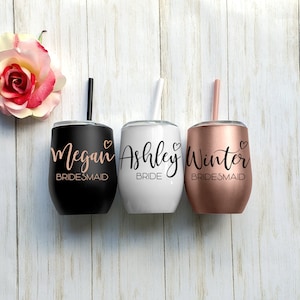 Wine tumblers bridesmaid gift bachelorette gift cup stainless steel wine tumbler custom wine glass personalized tumbler set of 3 4 5 6 7 mug