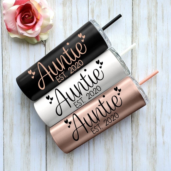 Gifts For Auntie New Aunt Gift Baby Announcement Gift Tumbler with straw lid Gifts For Bestie Gifts for Aunt Mom Set of 34567 cup mug nurse