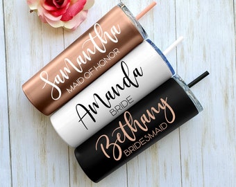 Personalized Bachelorette Tumblers: Stainless Steel Bridesmaid Proposal Gift