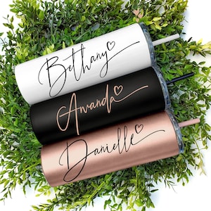 Personalized Tumbler with Straw Bridesmaid Tumbler Bridesmaid Gift Insulated Tumbler Bridal Party Bachelorette Party Wedding Tumbler Set of